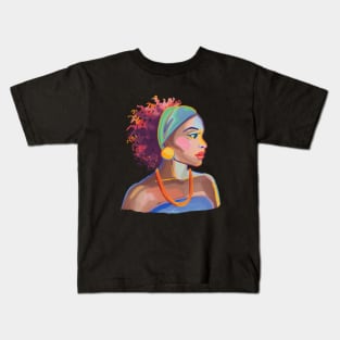 Afro Diva Black Girl Magic Lips Natural Hair Melanin Queen Kids T-Shirt